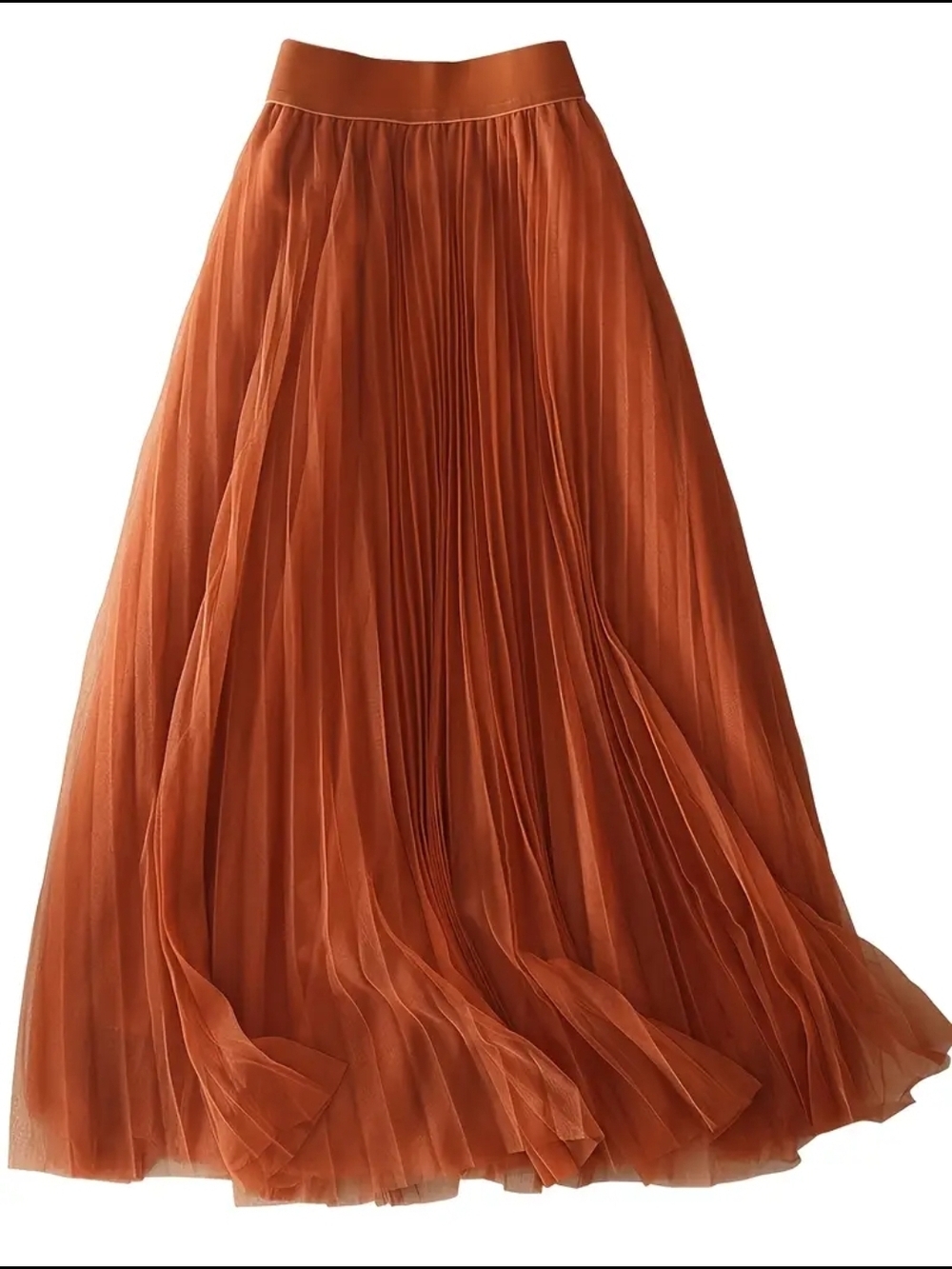Pleated Maxi Skirt in Terracotta